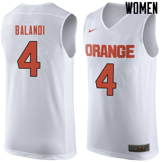 Women #4 Antonio Balandi Syracuse White College Basketball Jerseys Sale-White